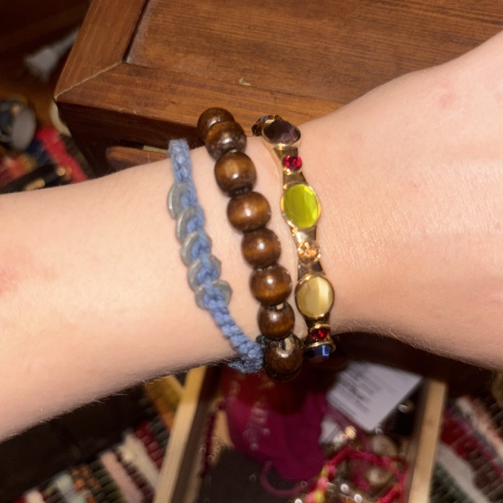 Gold and Brown Beaded Bracelets Set